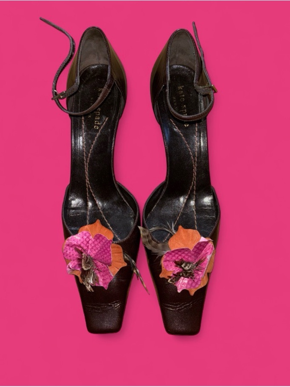KATE SPADE NEW YORK Women's Brown Leather Mary Jane Pump Size 8 1/2